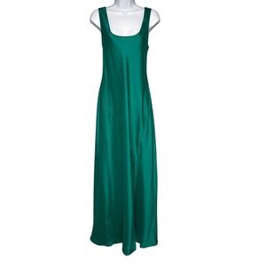 NWT Banana Republic Kelly Green Satin 90s Formal Wedding Guest Long Slip Dress M